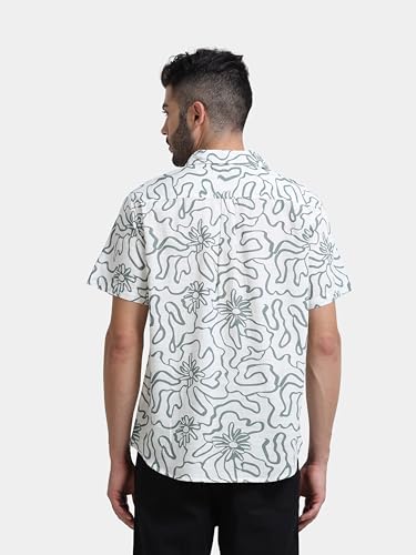 Image of StitchX Men's Half Sleeve Abstract Floral Printed Pure Cotton Shirt