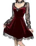 TSMNZMU Gothic Black Dress for Women, Fairy Lolita Clothes, Grunge Harajuku Fashion - Xmas Red XX-Large