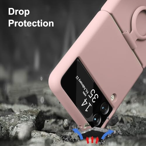 Image of MIDOS Back Cover Compatible with Samsung Z Flip 4 Silicone Case Full Protection Shock Proof Case for Samsung Galaxy Z Flip 4 (Sand Pink)