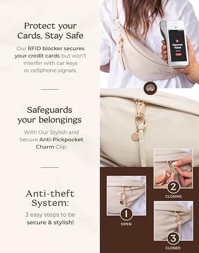 Anti Pickpocket Bag - Ivory RFID Crossbody Bag for Travel, Adjustable Strap Multiple Compartments Anti Theft Crossbody Bags for Women Travel Size Essentials Crossbody Bags for Women Large Size4