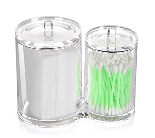 LOUISE MAELYS Clear Acrylic Cotton Ball Swabs Makeup Organizer Storage Case Q-Tips Holder