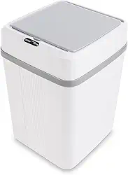 Lixeira Elétrica com Sensor 12 L Branca – Tampa Antiodor, Lixeira Moderna para Banheiro, Cozinha e Escritório, Abertura Sem Toque, Design Compacto e Higiênico