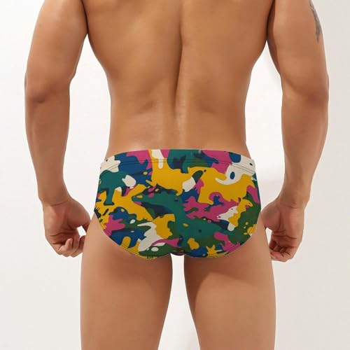 Colorful Camouflage Pattern Mens Swim Briefs Quick Dry Triangle Trunks Swimsuit Swimming Bikini Swimwear2