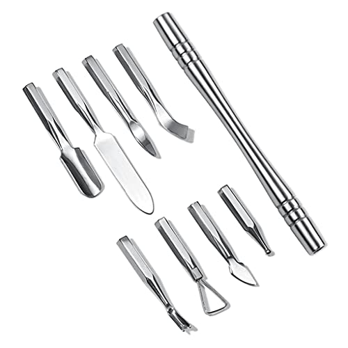 Gergxi Nagelhautschieber, 8-in-1 Nagelhautschieber-Set, austauschbarer Nagelreiniger, Maniküre-Werkzeug, Silber – Bild 7