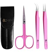 BeautyPros Lash Tweezers for Eyelash Extensions -Tweezer Set Straight & Curved Tweezers With Eyeb...