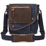 [maruno] ショルダーバッグ メッセンジャーバッグ ろうけつ染め帆布 10インチ 9ポケット多機能収納 防水 2way 通勤 通学 旅行 アウトドア” ダークブルー