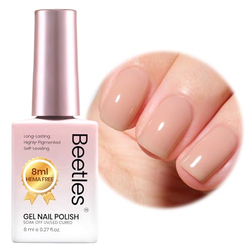 Image of Beetles Nude Brown Gel Nail Polish - 8ml HEMA-Free Natural Jelly Gel Polish Nail Concealer Color Sheer Translucent Effect Soak Off UV Oat Latte Collection Nail Art Manicure Gift for Women