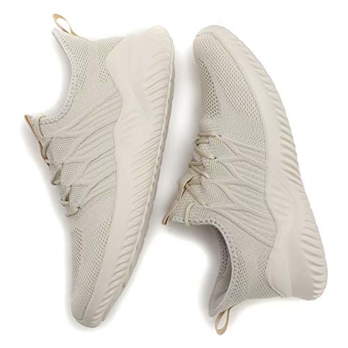 Image of Men's Slip-on Running Shoes Comfortable Lightweight Breathable Walking Tennis Sneakers Zapatos de Hombre Beige