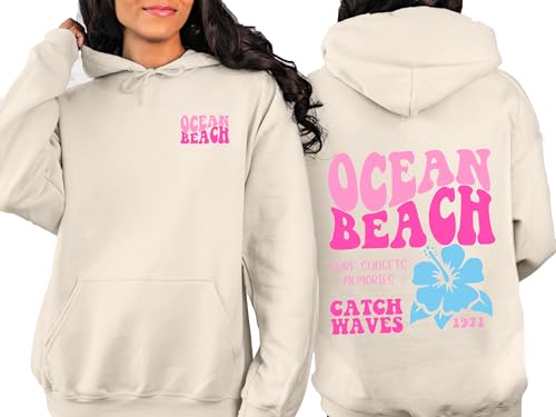 Ocean Beach Hoodie, Front And Back Sweatshirt, Aesthetic Hoodie, CA Surf Tee, Trendy Oversized Sweatshirt, Coconut Hoodie