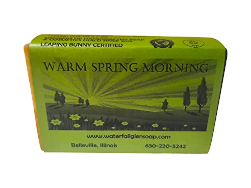 WFG WATERFALL GLEN SOAP COMPANY, LLC, Warm Spring Morning bath soap, rosemary and mint natural vegan body soap enriched with cocoa butter