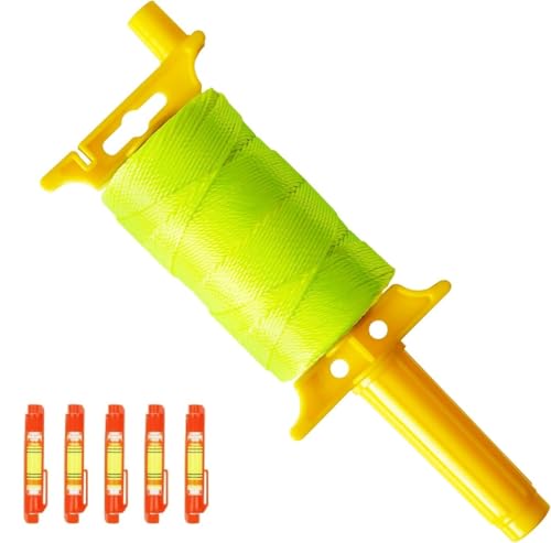 Corda di linea di muratore, #18 500 piedi di spago di linea di muratore in nylon intrecciato con 5 livelli incorporati, bobina fluorescente per lavori di precisione, giardinaggio