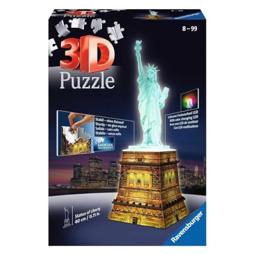 Ravensburger Statue of Liberty Night Edition 108 Piece 3D Jigsaw Puzzle for Kids and Adults - Easy Click Technology Means Pieces Fit Together Perfectly