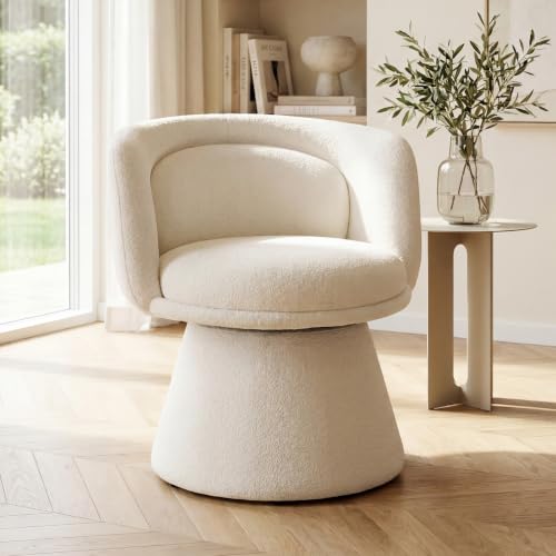 DAYALANE Fauteuil de Salon Confortable, Pivotant&Rembourré, Chenille Beige