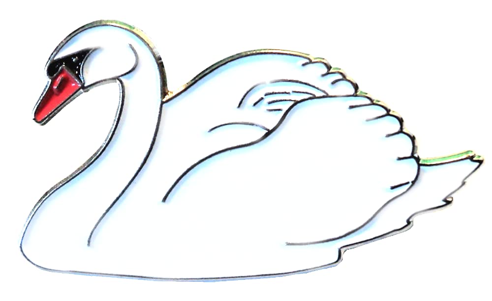 White Swan Wildlife Bird Family Anatidae 35mm Metal Enamel Badge