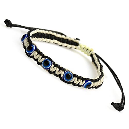 Colorful Bling 6Pcs Set Evil Eye Beaded Rope Adjustable Nazar Amulet Good Luck Strand Wrap Bracelet Wristband Acrylic Beads For Women Men Jewelry Friendship Family Handmade Turkish Protect-2 #TOP3