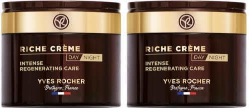 Yves Rocher RICHE CRÈME - Cuidado Intensivo Día & Noche - Crema Facial Anti-Aging con Aceite de 1000 Rosas para una Regeneración Celular Intensa - 75 ml (Paquete de 2)