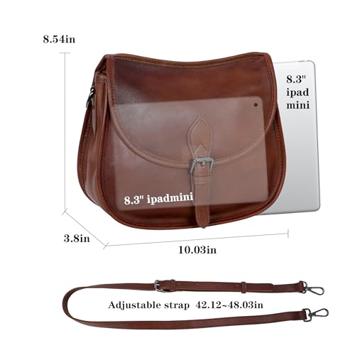 HESHE Leather Crossbody Bags for Women Designer Shoulder Purse Satchel Handbag Vintage Saddle Bag3