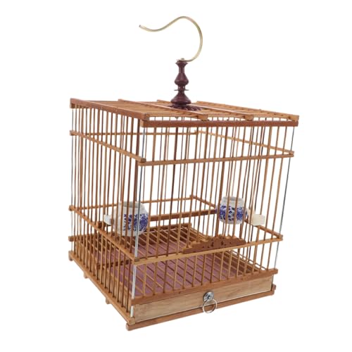 CHICAMPERA 竹製長方形鳥かご 炭化紫色仕上げ 安定構造で室内 ニー設置に 小