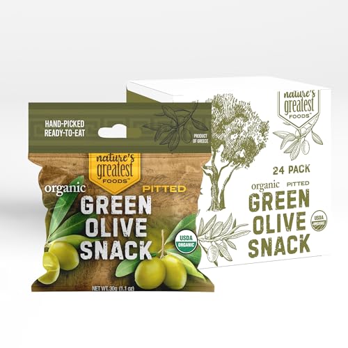 Organic Garlic & Herb Green Olive Snack by Nature's Greatest Foods – 1.1 oz, Ready to Eat, Gluten Free, Kosher, Product of Greece (Pack of 24)