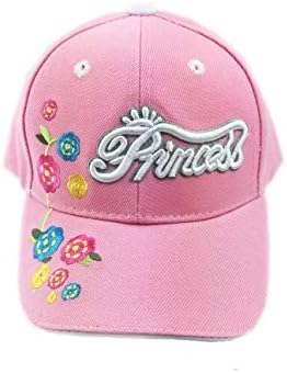 Embroidered Princess Flowers Florals Junior Kid's Baseball Cap Hat (Light Pink)
