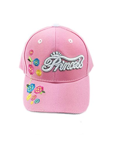 Embroidered Princess Flowers Florals Junior Kid's Baseball Cap Hat (Light Pink) #TOP3