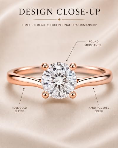 Image of 925 Sterling Silver Classic Round Moissanite Valentino Promise Solitaire Ring For Women | 18k Gold Plated Fine Jewelry for Women | AAA+ Quality Engagement Ring | Best Gift