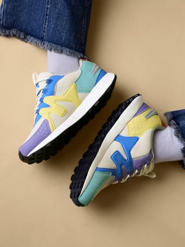 Image of The Souled Store Gelato: Women and Girls Low Top Sneakers | Trainer with Smooth Suede, Breathable Mesh & Cushioned EVA Sole