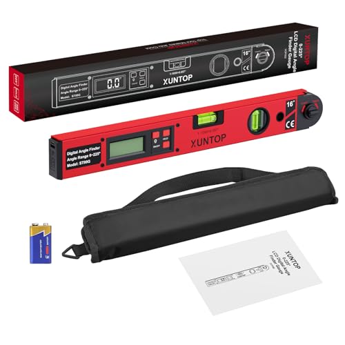 XUNTOP Digital Winkellineal Horizontale Winkelmesslehre 225° Winkelmessgerät Aluminiumlegierung mit LCD-Anzeige Winkel Anzeige für Tischlerei, Bauwesen, Heimwerken usw