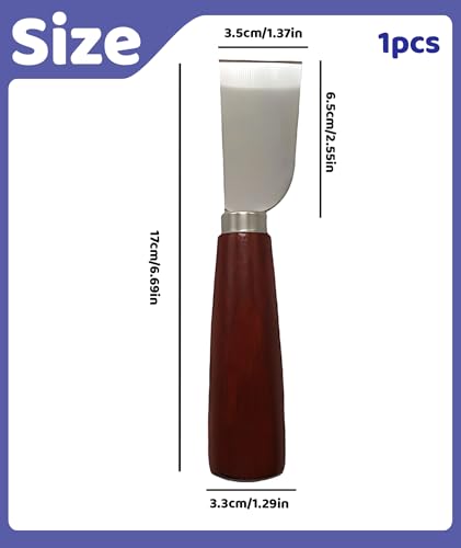 Image of Stainless Steel Leather Cutting Knife, 6.69 * 1.38 * 2.56in Leather Hole Punch Tool, Craft Tool with Wooden Handle for Precise Trimming and Skiving