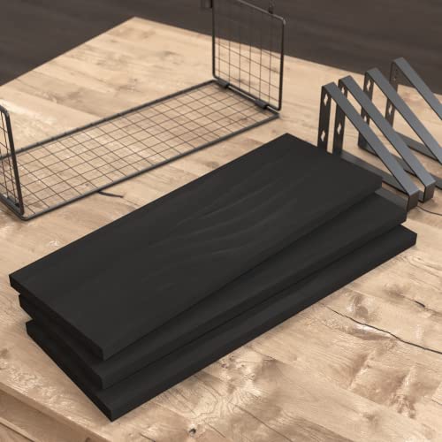 Dollfio Floating Shelves For Bathroom With Basket, Wooden Wall Shelves, Floating Shelves For Wall Décor, Wall Mounted Floating Shelf For Bathroom, Floating Shelf For Wall, Bedroom, Living Room–Black #TOP1