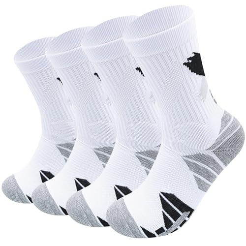 Image of 3 Pack Compression Basketball Socks Performance Cushioned Athletic Crew Sports Running Cycling Sock