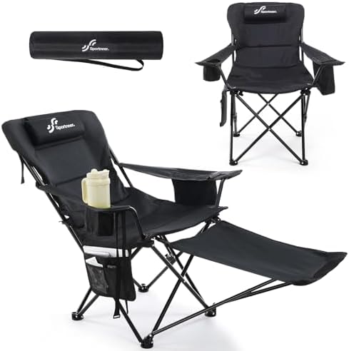 Chaise de camping pliable et longue 2 en 1 avec dossier réglable ...