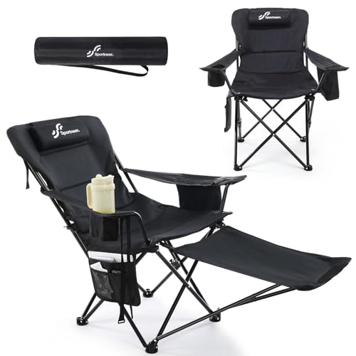 Chaise de camping pliable et longue 2 en 1 avec dossier réglable en 4 positions, avec...