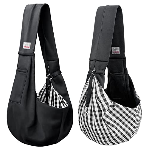 Artisome Pet Dog Sling Carrier Reversible Adjustable Opening Travel Hand-Free Safe Bag Small Puppy Backpack (Perfect For 3-12 Lbs, Black) #TOP5