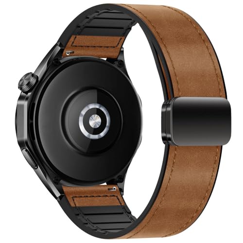 Image of AONES Watch Strap Leather Silicone Magnetic Belt 20mm Compatible for Compaq Q Watch Balance Smartwatch Band