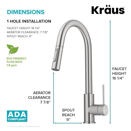 KRAUS Oletto Contemporary Pull-Down Single Handle Kitchen Faucet in Spot Free Stainless Steel, KPF-3104SFS by Kraus - Image 6