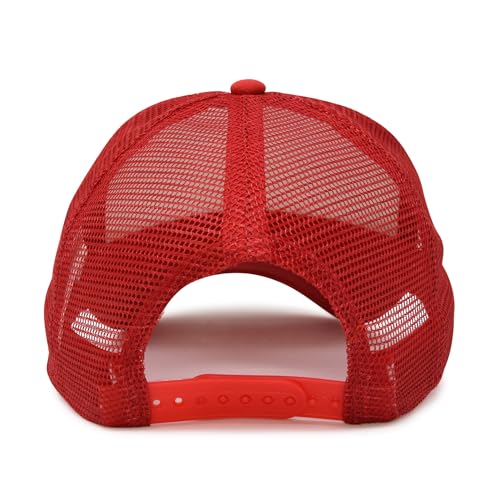 Boné caminhoneiro de malha juvenil DALIX – Boné ajustável (P, tamanho M), Vermelho, Small