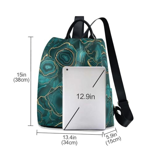 Sac à dos bleu sarcelle et or tendance imprimé marbre avec poches