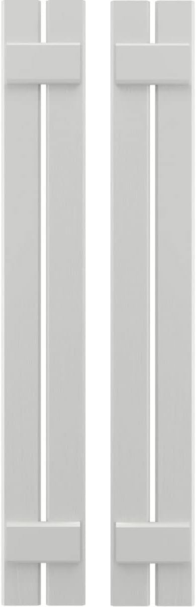 Ekena Millwork ARW101SB207X77STH Americraft Two 2 Exterior Real Wood Spaced Board-n-Batten Shutters (Per Pair), 7 1/2"W x 77"H, Hailstorm Gray