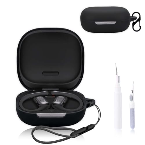 NOUKAJU Shokz OpenFit Pro�P�[�X�J�o�[�A�C���z���ی�J�o�[(�J���r�i+�X�g���b�v+�N���[�j���O�y���t��)�����h�~�A���h�~�A�ϏՌ��AShokz OpenFit Pro�p�P�[�X(�u���b�N)