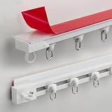 Self Adhesive Wall Sliding Curtain Rail - No Drill, Screws Or Tools - No Damage - 40-600 CM - Adhesive Ceiling Curtain Track(Ceiling-White,60cm/1.96ft)