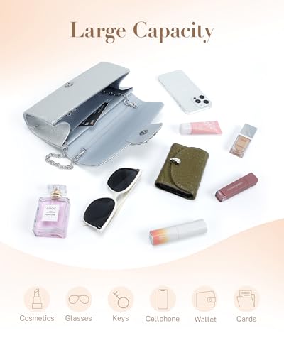Image of Missnine Evening Bag Pleated PU Leather Clutch Purse for Women Elegant Formal Wedding Handbag Sparkling Party Prom Purse
