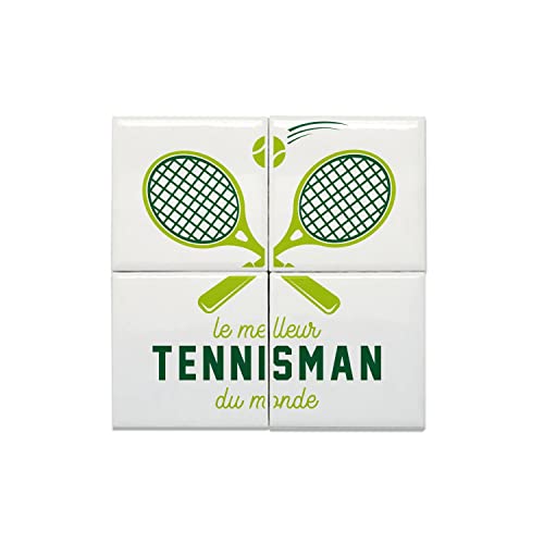Carreaux Céramique Tennis 15,2x15,2 cm Décoration Murale Sportive en Lot de 4