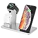 YOMENG Estación de Carga inalámbrica, 3 en 1 Base de Carga rápida de Aluminio para iPhone 12/12 Pro /12 Mini/11 Pro MAX/XS/XR/XS MAX/8 Plus, Soporte de Cargador para iWatch Series 6/5/4/3/2/1(Plata)