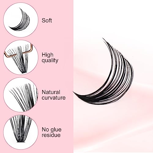 Individual Lashes 300pcs 20D+40D+50D Mixed Lash Clusters D Curl Cluster Lashes Natural Look Lash Clusters Extensions Cluster Lashes DIY Eyelash Extension Supplies (20D/40D/50D-0.07D, 10-18mm)