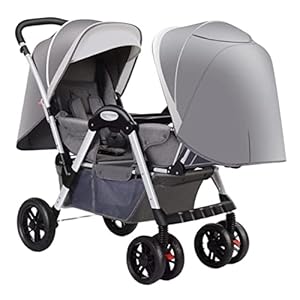LYDBMYT Zwillingskinderwagen Tandem-Kinderwagen Grau