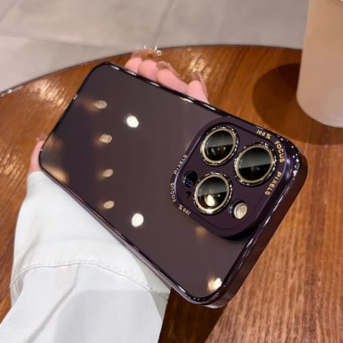 Étui de luxe pour iPhone 14 Pro coque transparente anti-jaunissement violet foncé
