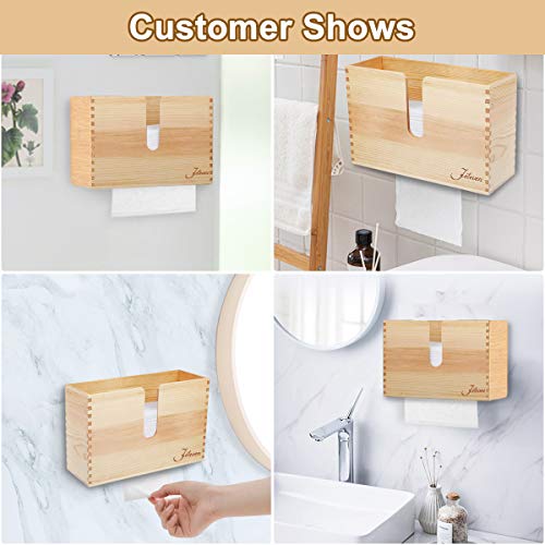 Jeteven Paper Towel Dispenser Kitchen Napkin Dispenser Wooden Bamboo Napkin Holders Wall Mount & Countertop Decor for Kitchen, Bathroom, Restaurant, Bar, Toilet of Home and Commercial - Thumbnail 5