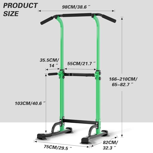 Image of SogesPower Power Tower Dip Station Pull Up Bar for Home Gym Adjustable Height Strength Training Workout Equipment,Pull Up Bar Station