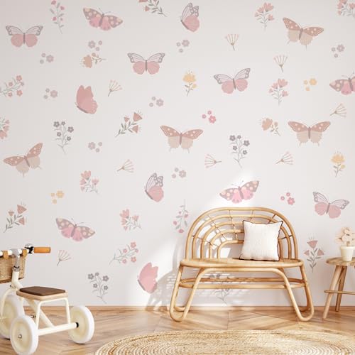 Decoración de pared mariposas y flores vinilo miniatura 5